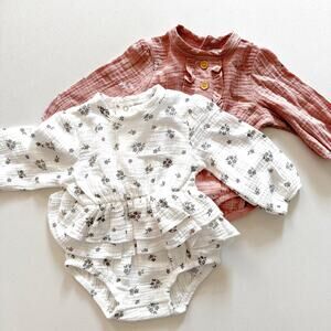 RZ by Rachel Zoe Linen Bubble Rompers (Set of 2) - NWOT